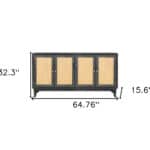 Charcoal and Natural Wood Rattan Sideboard with Four Doors 13 Charcoal and Natural Wood Rattan Sideboard with Four Doors