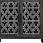 Distressed Black Wood Sideboard with Scrollwork Doors and Storage 16 Distressed Black Wood Sideboard with Scrollwork Doors and Storage