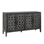 Distressed Black Wood Sideboard with Scrollwork Doors and Storage 12 Distressed Black Wood Sideboard with Scrollwork Doors and Storage
