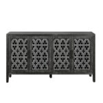 Distressed Black Wood Sideboard with Scrollwork Doors and Storage 11 Distressed Black Wood Sideboard with Scrollwork Doors and Storage
