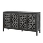 Distressed Black Wood Sideboard with Scrollwork Doors and Storage 13 Distressed Black Wood Sideboard with Scrollwork Doors and Storage