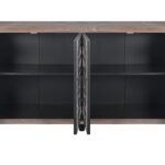 Brown Distressed Sideboard with Carved Scrollwork and Four Doors 13 Brown Distressed Sideboard with Carved Scrollwork and Four Doors