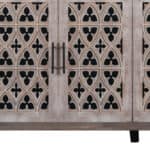 Brown Distressed Sideboard with Carved Scrollwork and Four Doors 16 Brown Distressed Sideboard with Carved Scrollwork and Four Doors