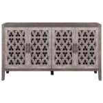 Brown Distressed Sideboard with Carved Scrollwork and Four Doors 11 Brown Distressed Sideboard with Carved Scrollwork and Four Doors