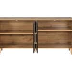 Natural Distressed Geometric Carved Sideboard with Four Doors 13 Natural Distressed Geometric Carved Sideboard with Four Doors