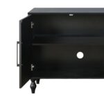 Black Distressed Floral Carved Sideboard with Four Doors