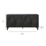 Black Distressed Floral Carved Sideboard with Four Doors
