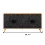 Distressed Floral Carved Sideboard Natural Black Finish with Storage 18 Distressed Floral Carved Sideboard Natural Black Finish with Storage