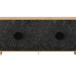 Distressed Floral Carved Sideboard Natural Black Finish with Storage 11 Distressed Floral Carved Sideboard Natural Black Finish with Storage