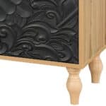 Distressed Floral Carved Sideboard Natural Black Finish with Storage 17 Distressed Floral Carved Sideboard Natural Black Finish with Storage