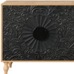 Distressed Floral Carved Sideboard Natural Black Finish with Storage 13 Distressed Floral Carved Sideboard Natural Black Finish with Storage