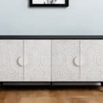 Black and White Distressed Floral Carved Sideboard with Four Doors 10 Black and White Distressed Floral Carved Sideboard with Four Doors