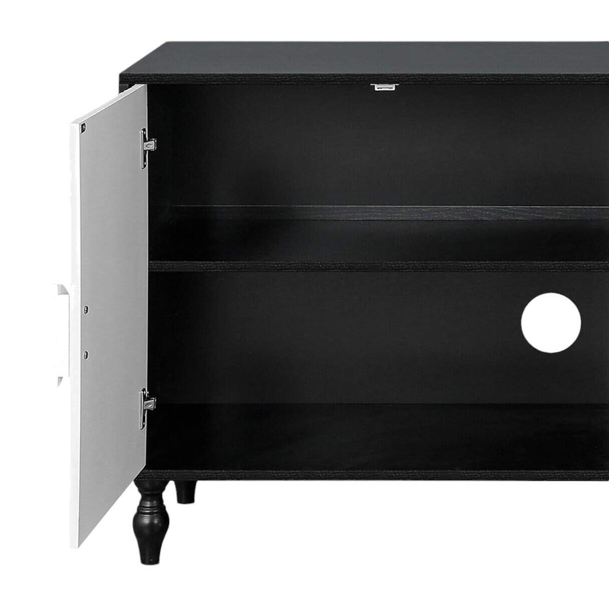 Black and White Distressed Floral Carved Sideboard with Four Doors 8 Black and White Distressed Floral Carved Sideboard with Four Doors - Image 8