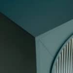 Teal Blue Ribbed Glass Sideboard with Adjustable Shelves