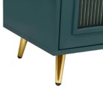 Teal Blue Ribbed Glass Sideboard with Adjustable Shelves