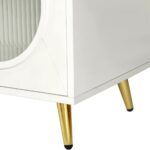 White Ribbed Wood and Glass Sideboard with Four Doors 16 White Ribbed Wood and Glass Sideboard with Four Doors