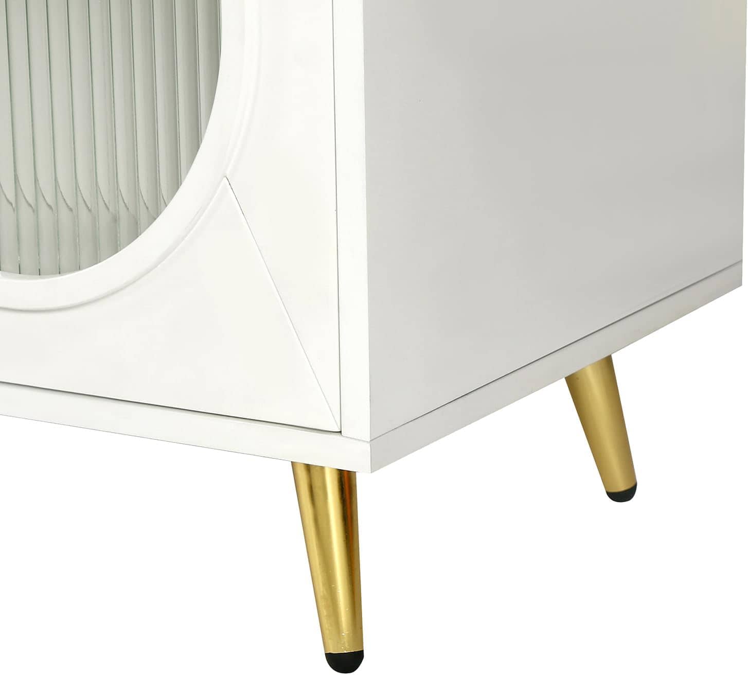 White Ribbed Wood and Glass Sideboard with Four Doors 7 White Ribbed Wood and Glass Sideboard with Four Doors - Image 7