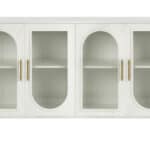 White Ribbed Wood and Glass Sideboard with Four Doors 11 White Ribbed Wood and Glass Sideboard with Four Doors