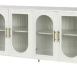 White Ribbed Wood and Glass Sideboard with Four Doors 14 White Ribbed Wood and Glass Sideboard with Four Doors