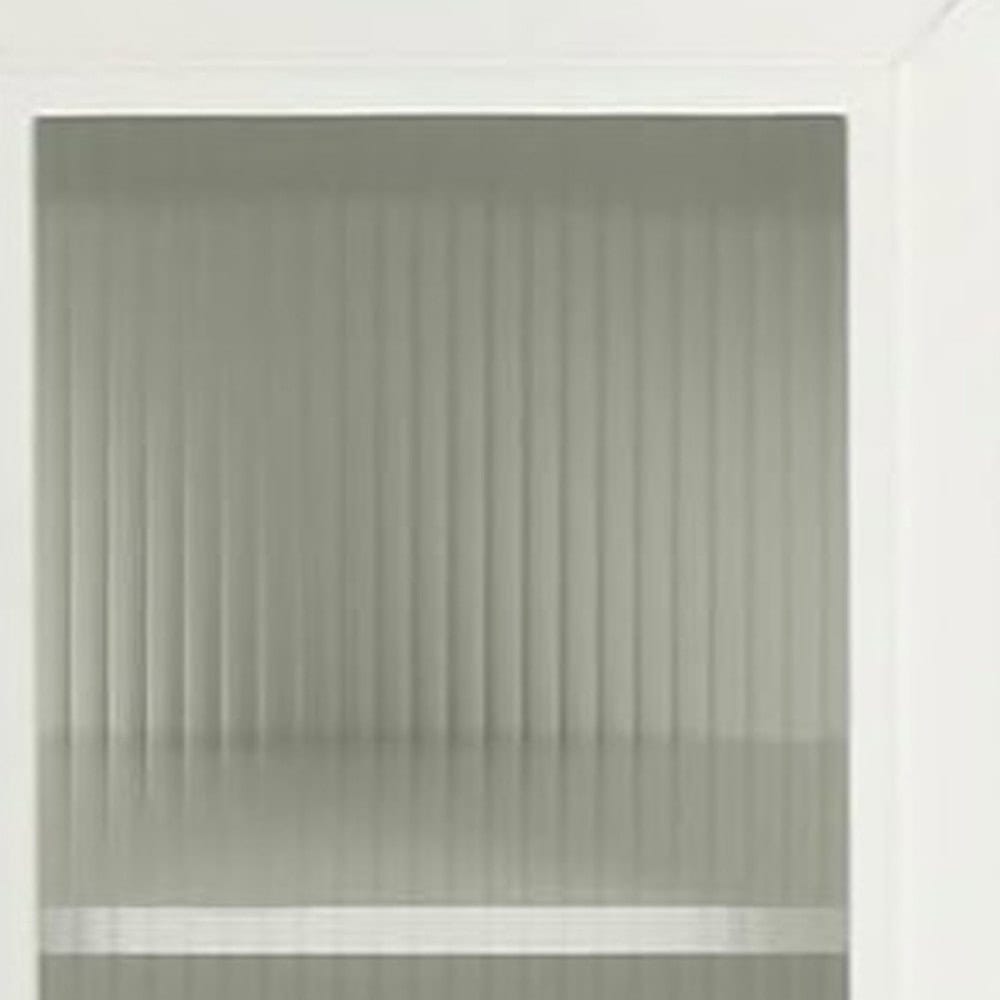 White Ribbed Wood and Glass Sideboard with Four Doors 9 White Ribbed Wood and Glass Sideboard with Four Doors - Image 9