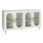 White Ribbed Wood and Glass Sideboard with Four Doors 12 White Ribbed Wood and Glass Sideboard with Four Doors