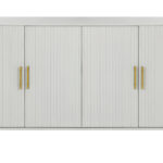 Modern White Ribbed Sideboard with Adjustable Shelves and Doors 17 Modern White Ribbed Sideboard with Adjustable Shelves and Doors