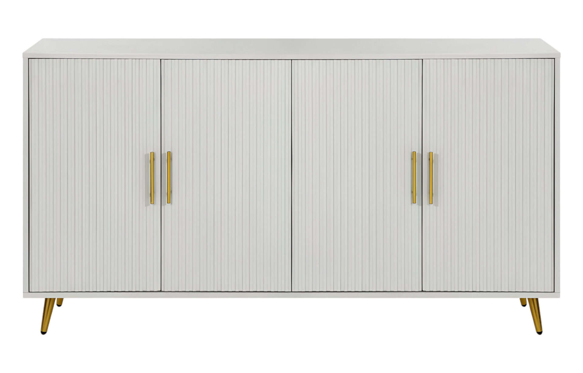 Modern White Ribbed Sideboard with Adjustable Shelves and Doors 8 Modern White Ribbed Sideboard with Adjustable Shelves and Doors - Image 8