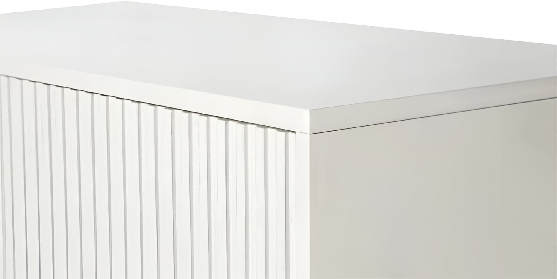 Modern White Ribbed Sideboard with Adjustable Shelves and Doors 6 Modern White Ribbed Sideboard with Adjustable Shelves and Doors - Image 6
