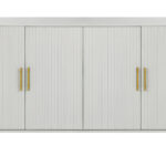 Modern White Ribbed Sideboard with Adjustable Shelves and Doors 11 Modern White Ribbed Sideboard with Adjustable Shelves and Doors