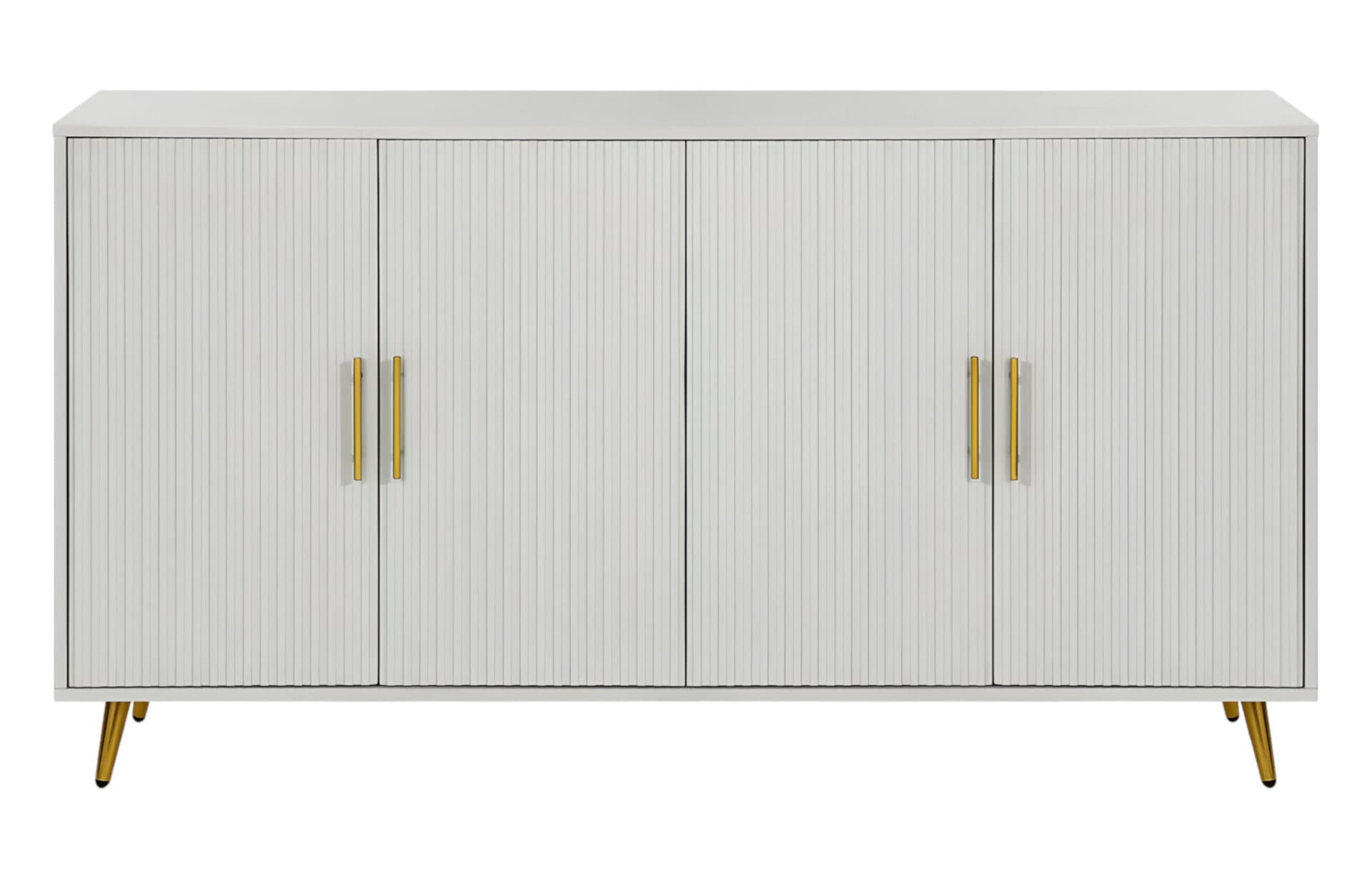 Modern White Ribbed Sideboard with Adjustable Shelves and Doors 2 Modern White Ribbed Sideboard with Adjustable Shelves and Doors - Image 2