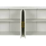 Modern White Ribbed Sideboard with Adjustable Shelves and Doors 13 Modern White Ribbed Sideboard with Adjustable Shelves and Doors