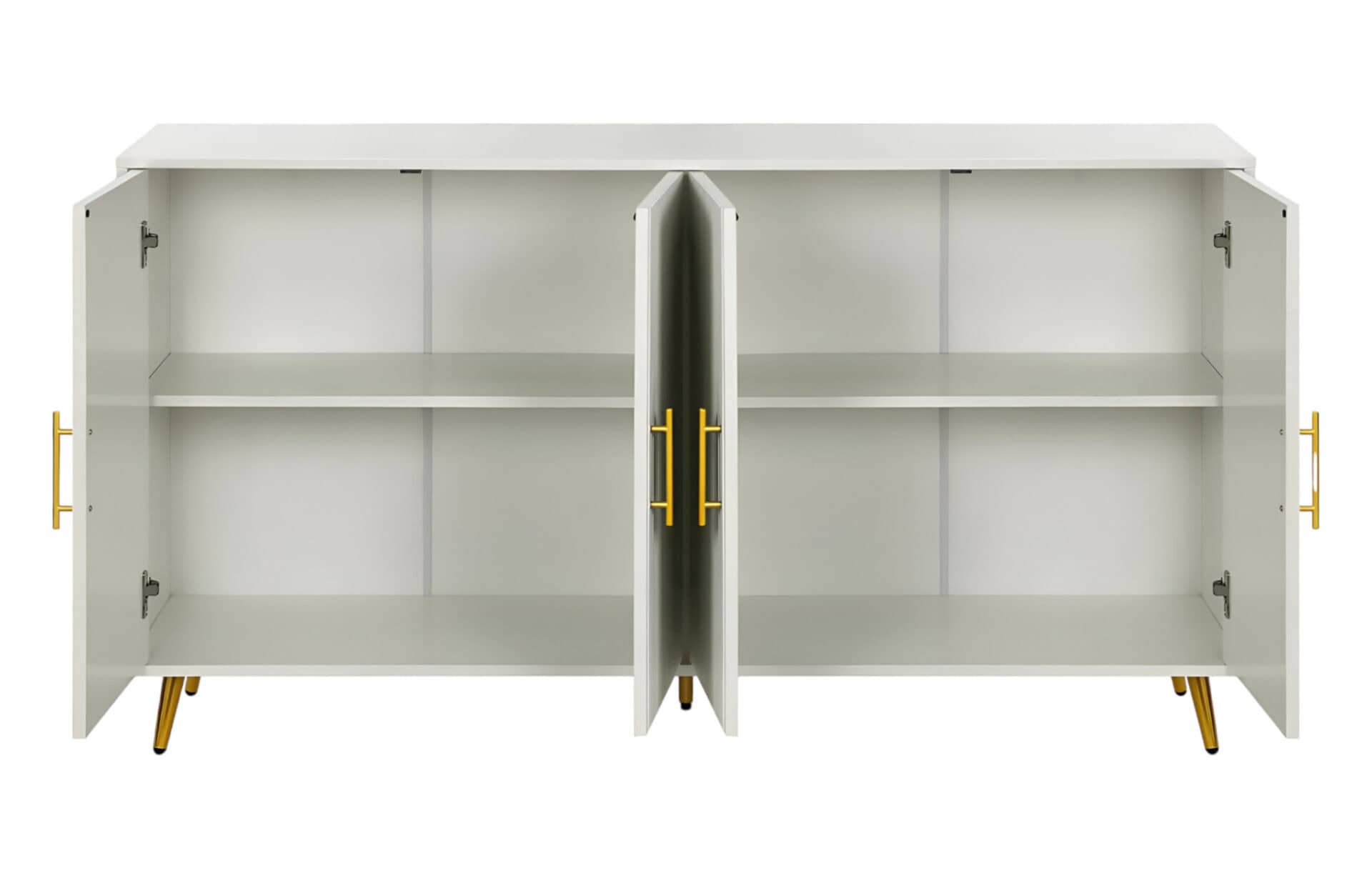 Modern White Ribbed Sideboard with Adjustable Shelves and Doors 4 Modern White Ribbed Sideboard with Adjustable Shelves and Doors - Image 4