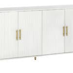 Modern White Ribbed Sideboard with Adjustable Shelves and Doors 12 Modern White Ribbed Sideboard with Adjustable Shelves and Doors