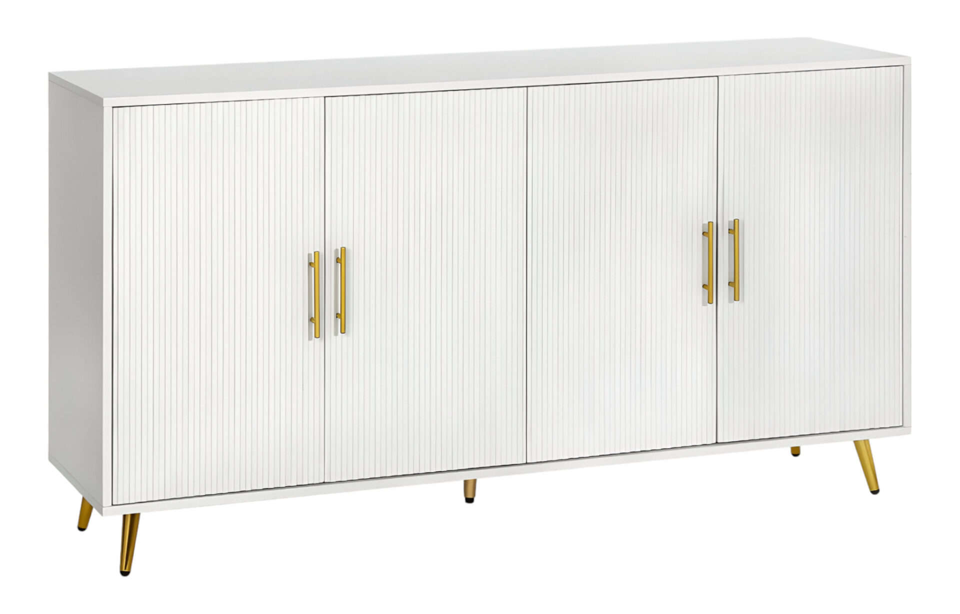 Modern White Ribbed Sideboard with Adjustable Shelves and Doors 3 Modern White Ribbed Sideboard with Adjustable Shelves and Doors - Image 3