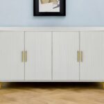 Modern White Ribbed Sideboard with Adjustable Shelves and Doors 10 Modern White Ribbed Sideboard with Adjustable Shelves and Doors