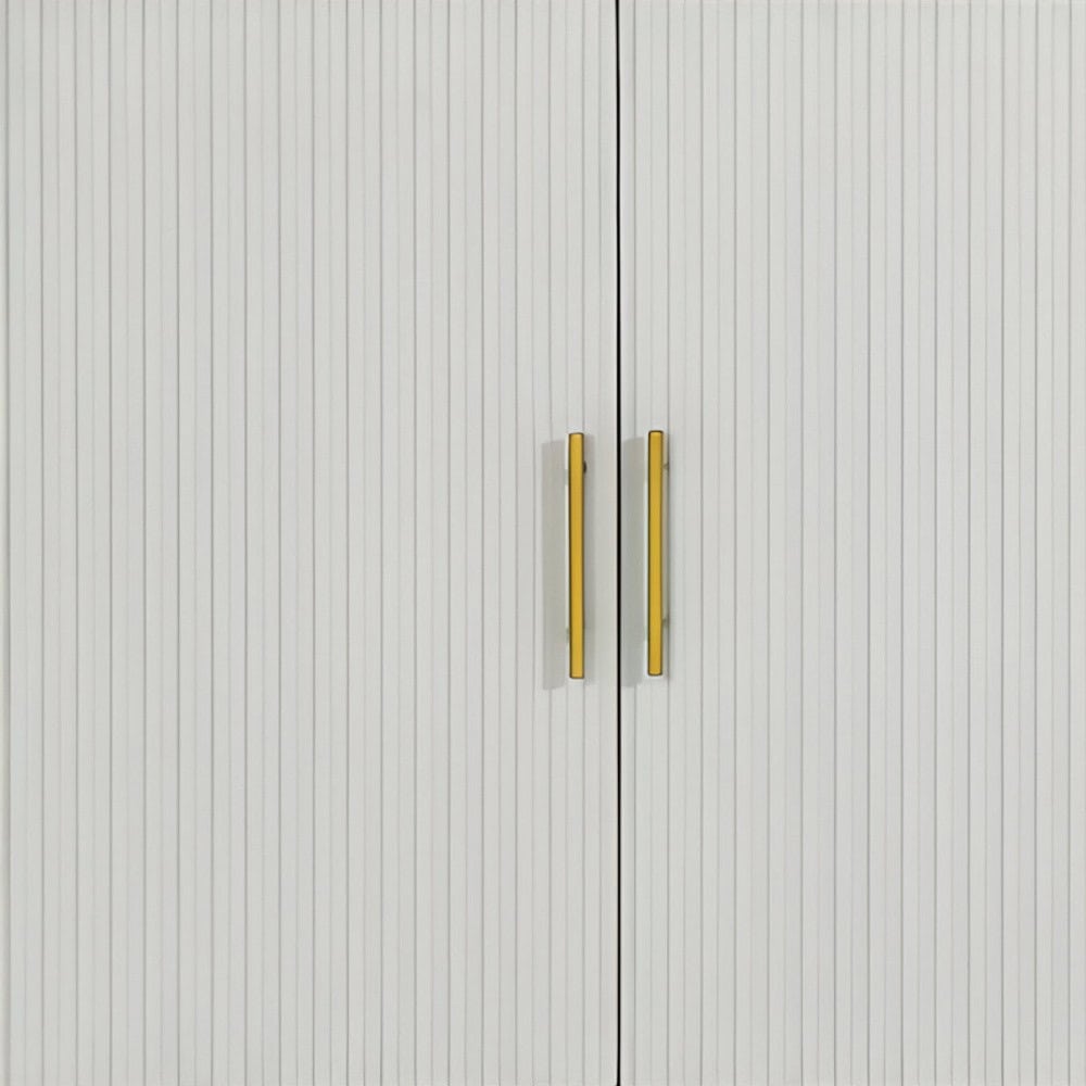 Modern White Ribbed Sideboard with Adjustable Shelves and Doors 7 Modern White Ribbed Sideboard with Adjustable Shelves and Doors - Image 7