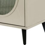 Gold Modern Wood and Glass Sideboard with Ribbed Detailing 12 Gold Modern Wood and Glass Sideboard with Ribbed Detailing