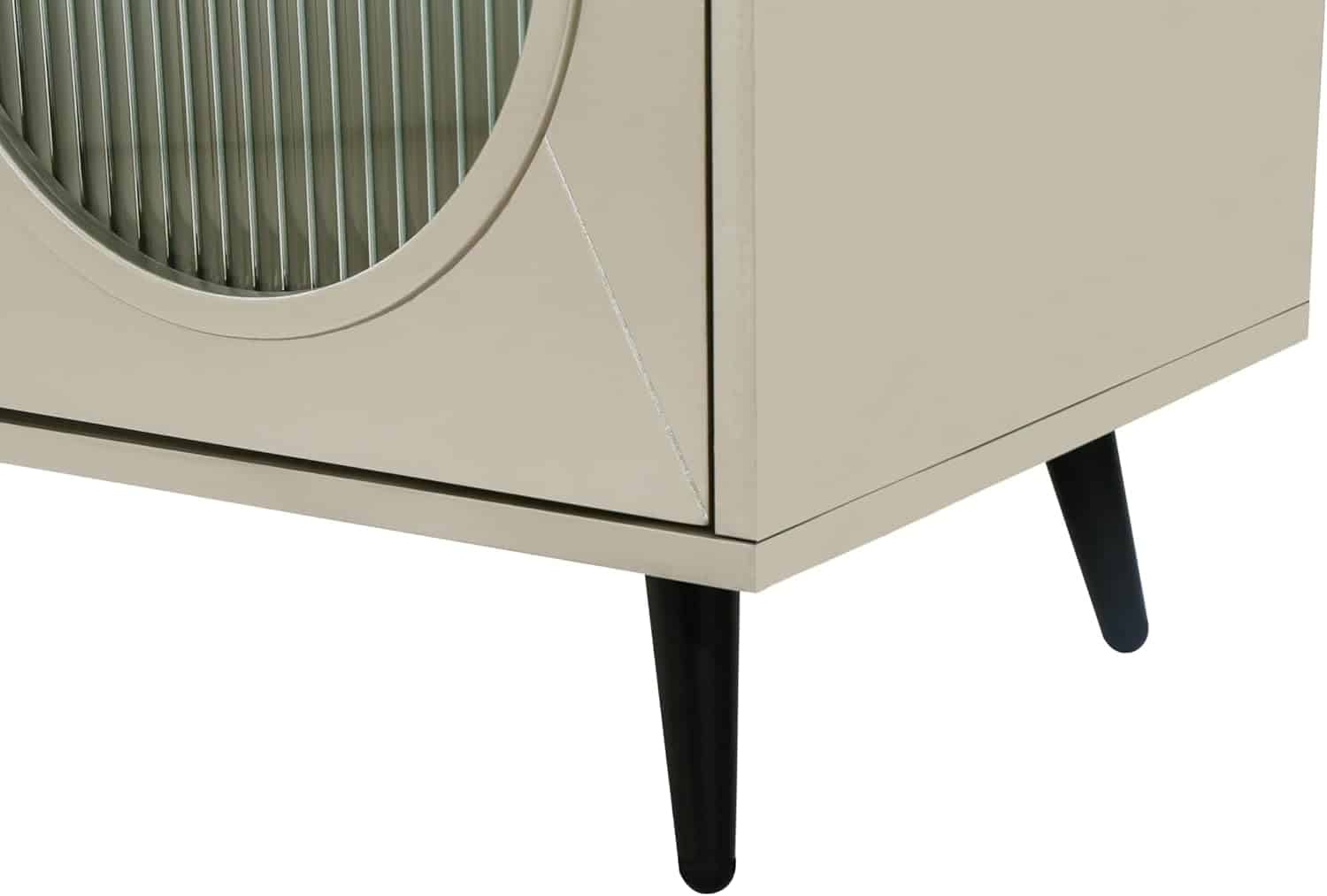 Gold Modern Wood and Glass Sideboard with Ribbed Detailing 3 Gold Modern Wood and Glass Sideboard with Ribbed Detailing - Image 3