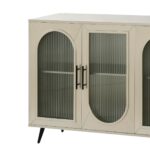 Gold Modern Wood and Glass Sideboard with Ribbed Detailing 13 Gold Modern Wood and Glass Sideboard with Ribbed Detailing