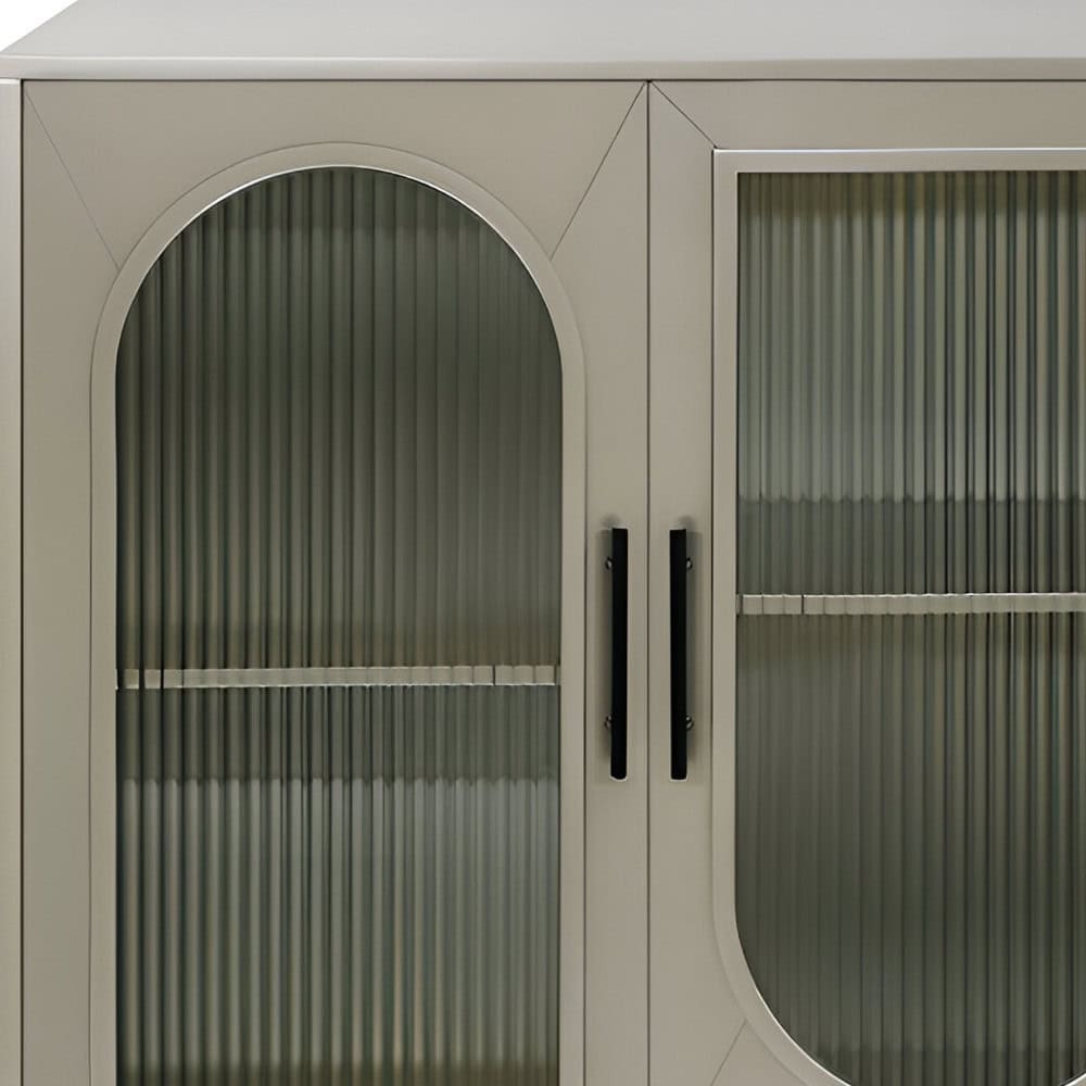 Gold Modern Wood and Glass Sideboard with Ribbed Detailing 5 Gold Modern Wood and Glass Sideboard with Ribbed Detailing - Image 5
