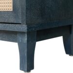 Blue Wood and Rattan Distressed Sideboard with Four Doors