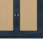 Blue Wood and Rattan Distressed Sideboard with Four Doors