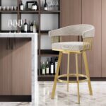 30" Taupe and Gold Swivel Bar Stool with Armrests & Bucket Seat 10 30" Taupe and Gold Swivel Bar Stool with Armrests & Bucket Seat