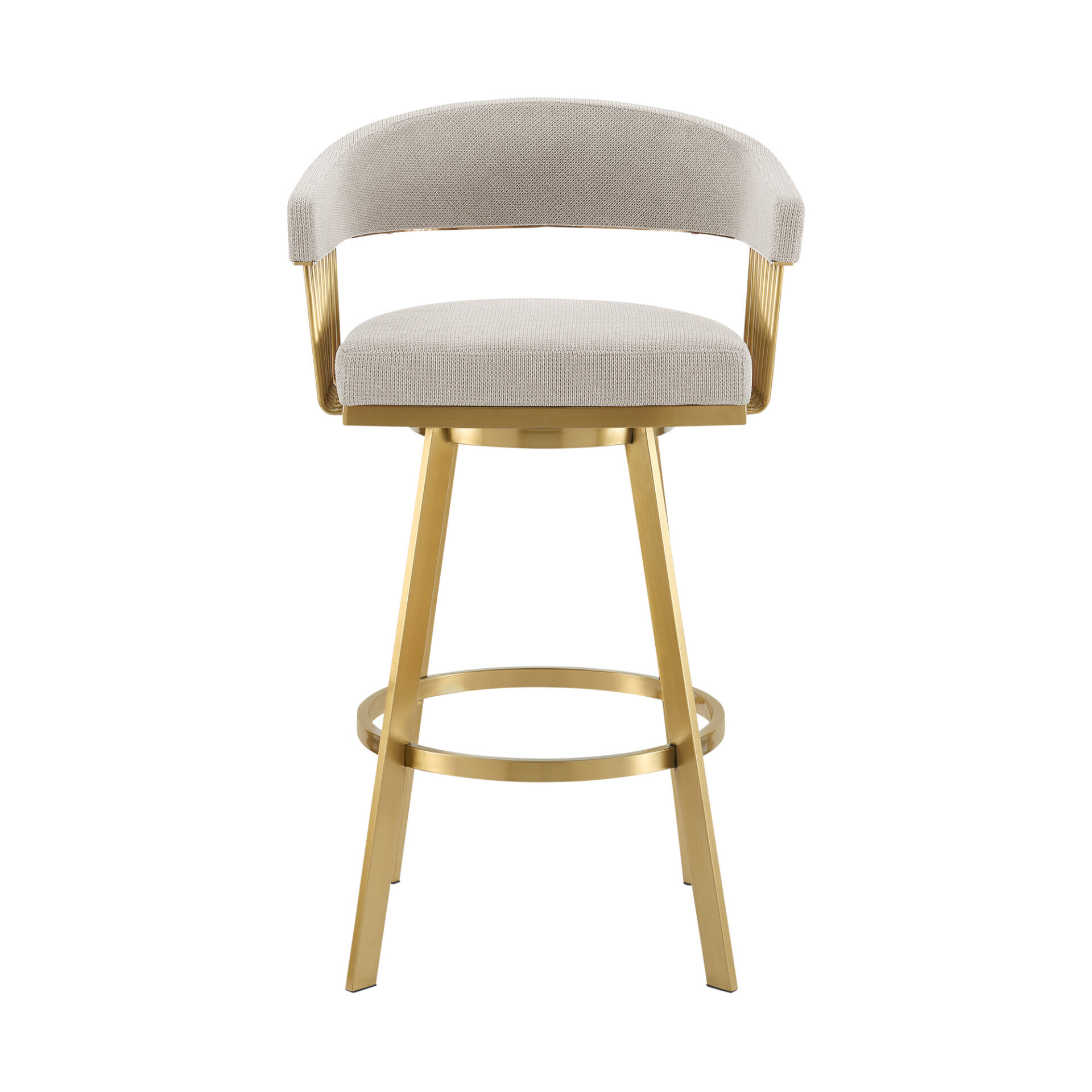 30" Taupe and Gold Swivel Bar Stool with Armrests & Bucket Seat 3 30" Taupe and Gold Swivel Bar Stool with Armrests & Bucket Seat - Image 3