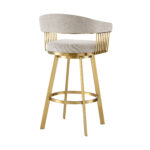 30" Taupe and Gold Swivel Bar Stool with Armrests & Bucket Seat 14 30" Taupe and Gold Swivel Bar Stool with Armrests & Bucket Seat