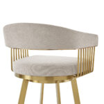 30" Taupe and Gold Swivel Bar Stool with Armrests & Bucket Seat 18 30" Taupe and Gold Swivel Bar Stool with Armrests & Bucket Seat