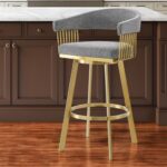 26” Gray and Gold Swivel Low Back Counter Height Bar Stool 10 26” Gray and Gold Swivel Low Back Counter Height Bar Stool