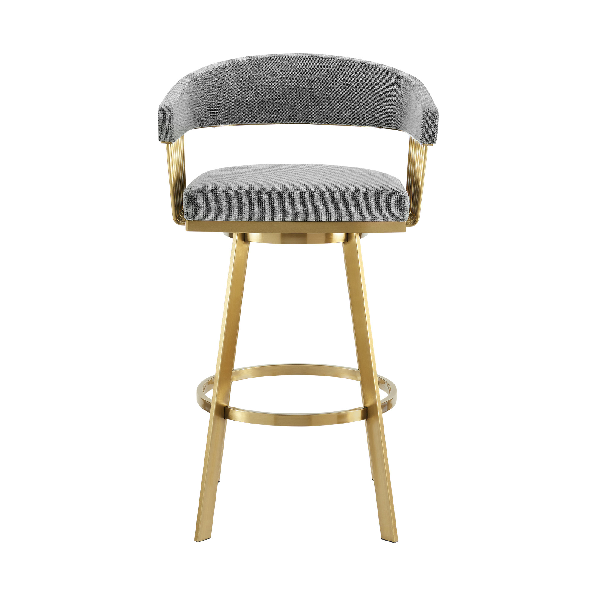 26” Gray and Gold Swivel Low Back Counter Height Bar Stool 2 26” Gray and Gold Swivel Low Back Counter Height Bar Stool - Image 2