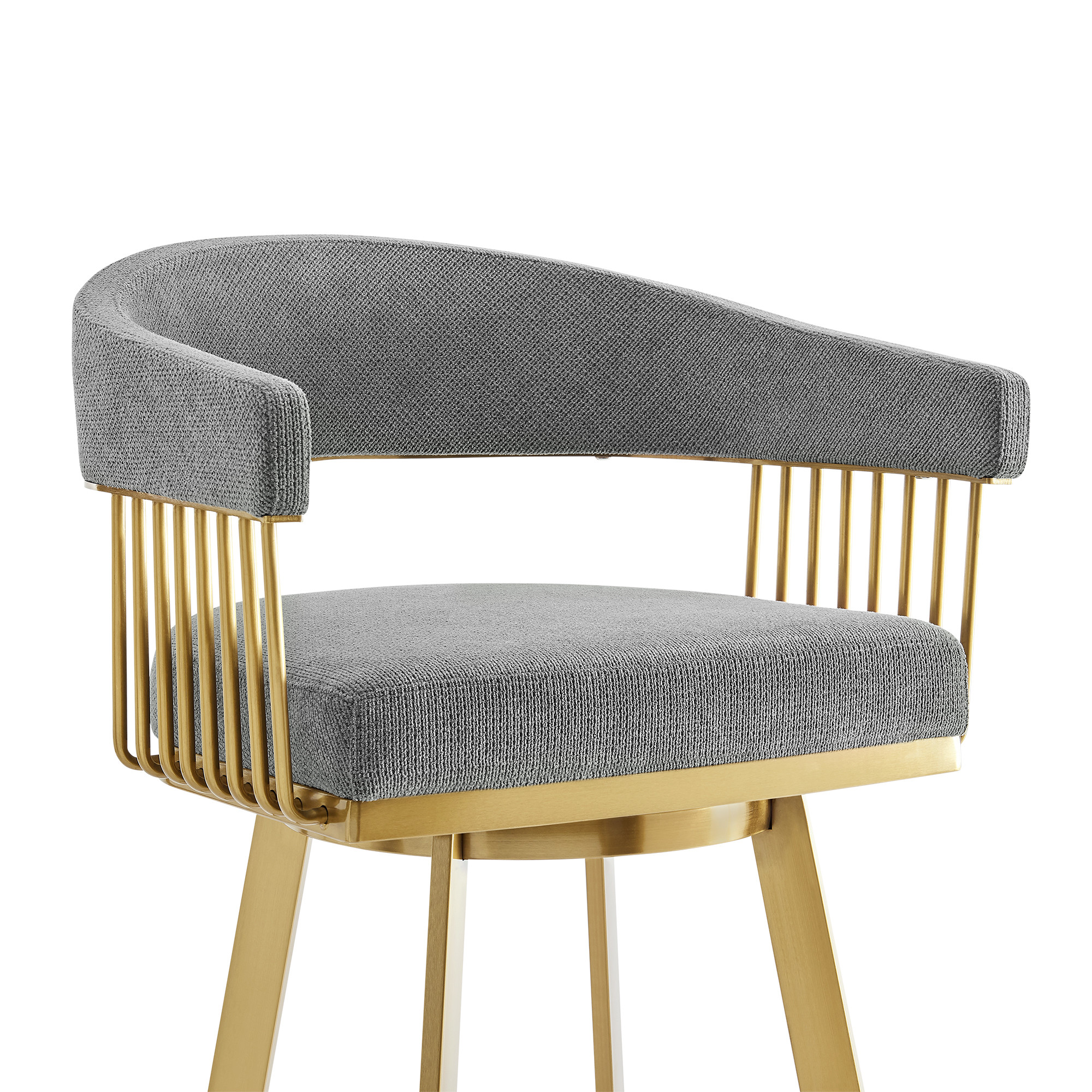 26” Gray and Gold Swivel Low Back Counter Height Bar Stool 7 26” Gray and Gold Swivel Low Back Counter Height Bar Stool - Image 7