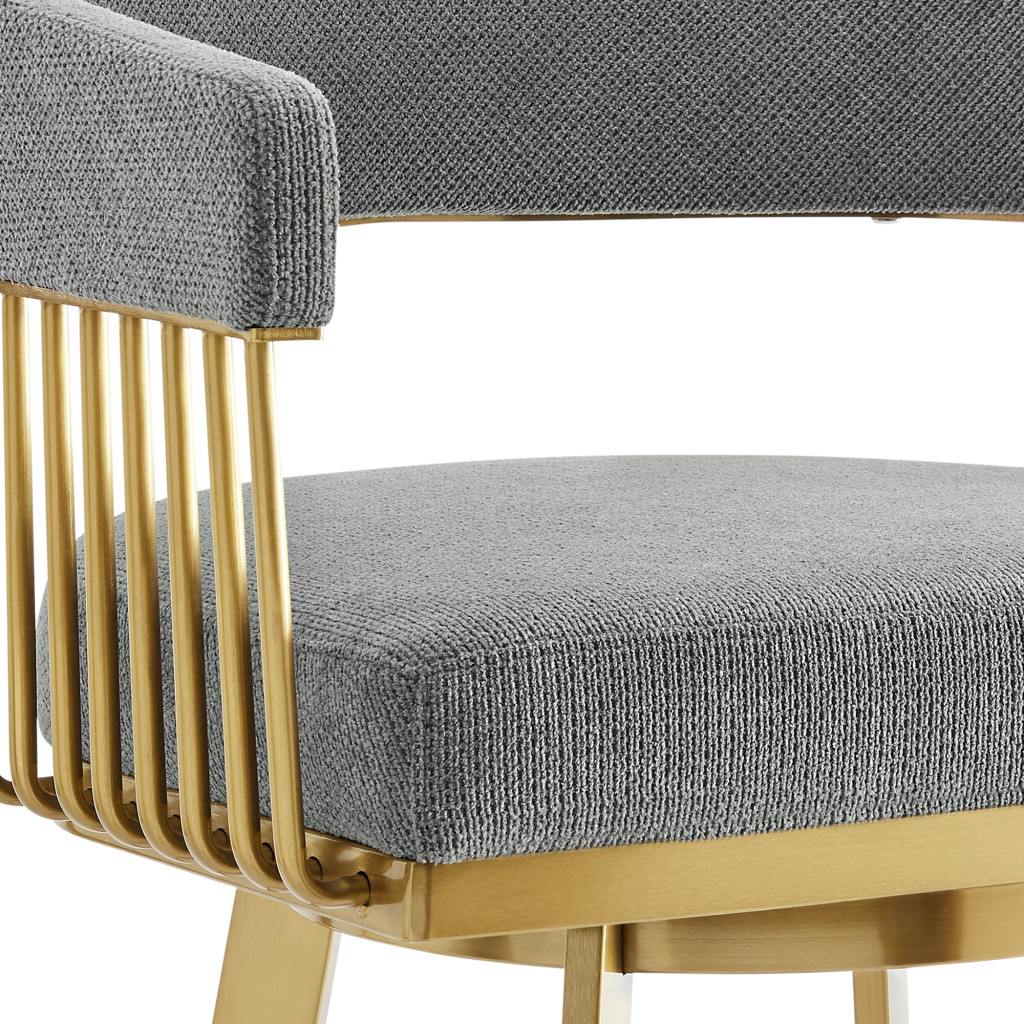 26” Gray and Gold Swivel Low Back Counter Height Bar Stool 9 26” Gray and Gold Swivel Low Back Counter Height Bar Stool - Image 9